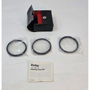 Vivitar 55mm Close-Up Lens Filter Set +1 +2 +4 Macro Japan Case Instructions